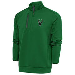 NBA - Milwaukee Bucks Antigua Metallic Logo Generation Quarter-Zip Top - Hunter Green