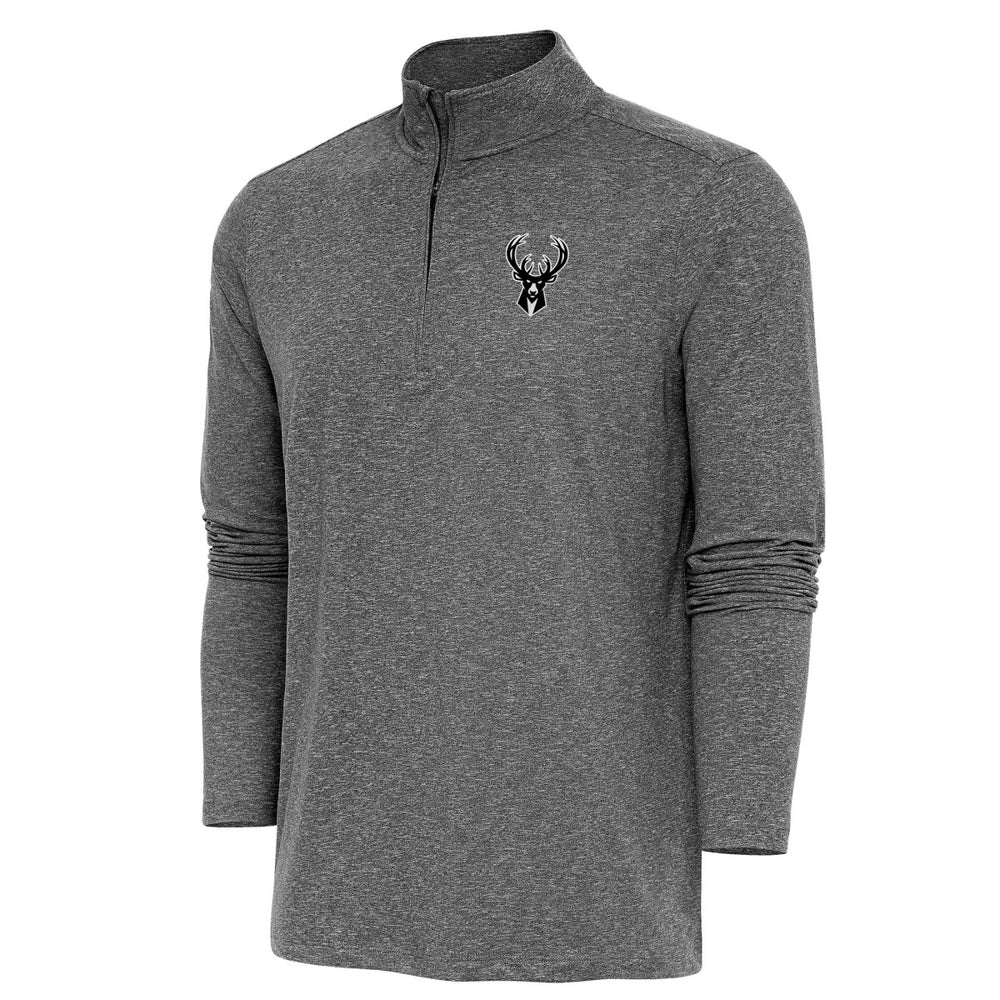 NBA - Milwaukee Bucks Antigua Hunk Quarter-Zip Top - Heather Black