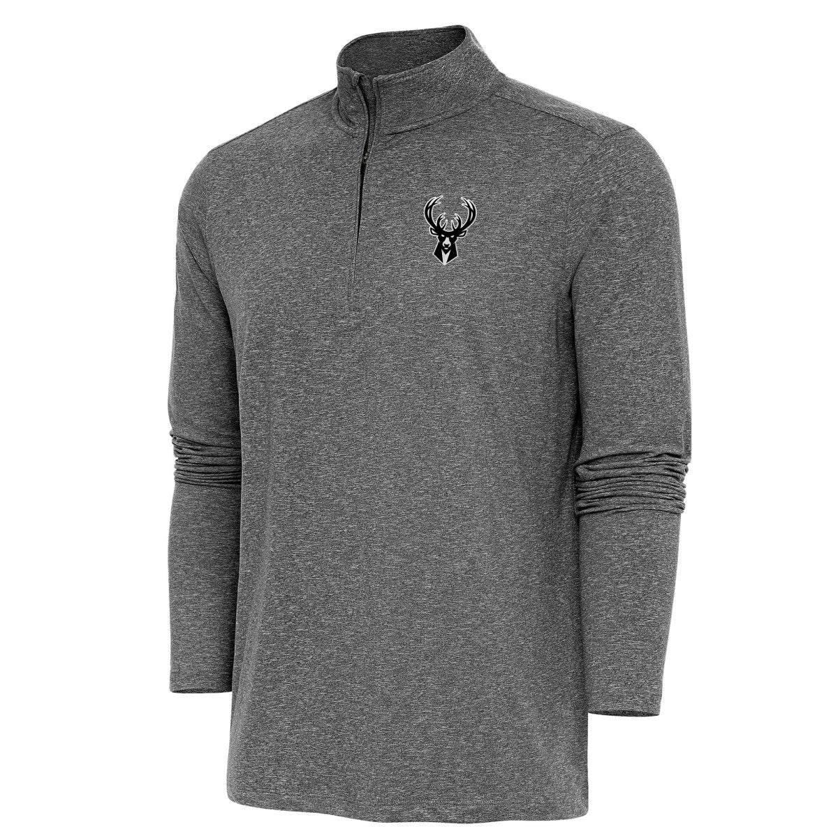 NBA - Milwaukee Bucks Antigua Hunk Quarter-Zip Top - Heather Black