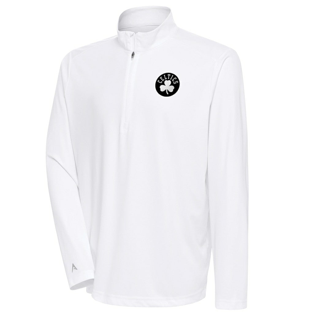 NBA - Boston Celtics Antigua Metallic Logo Tribute Quarter-Zip Top - White