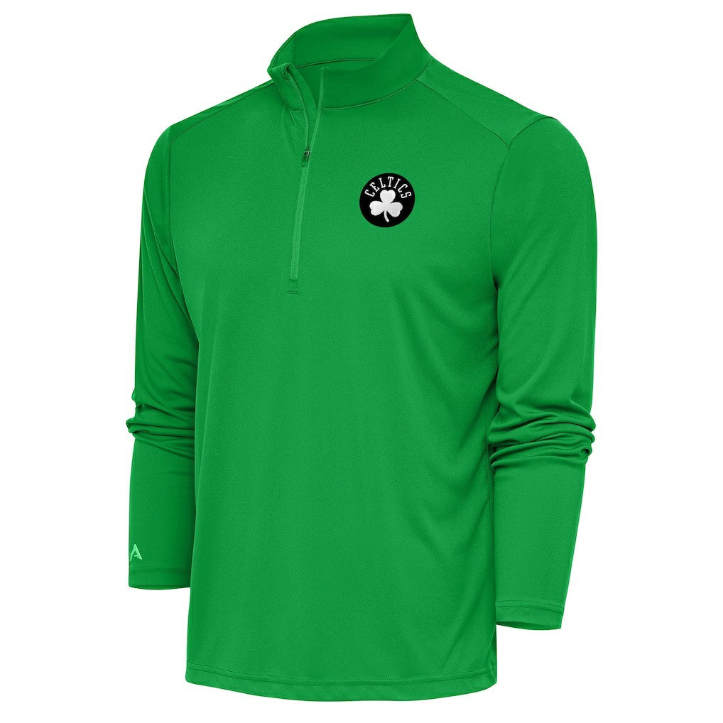 NBA - Boston Celtics Antigua Metallic Logo Tribute Quarter-Zip Top - Kelly Green