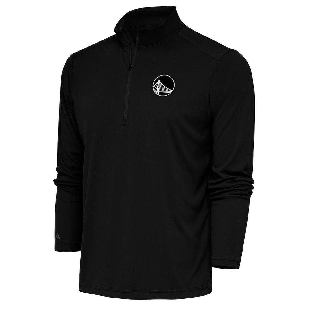 NBA - Golden State Warriors Antigua Metallic Logo Tribute Quarter-Zip Top - Black