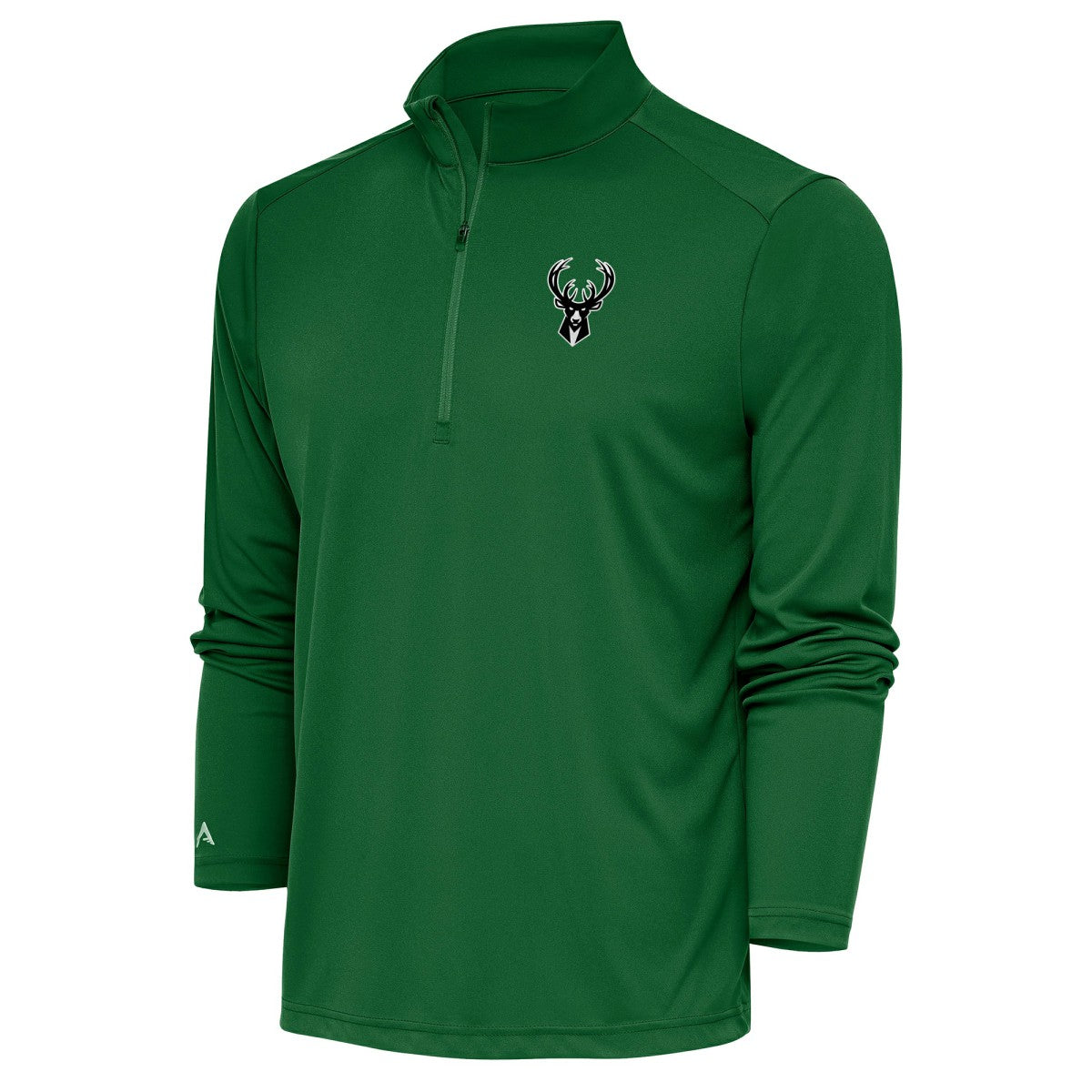 NBA - Milwaukee Bucks Antigua Metallic Logo Tribute Quarter-Zip Top - Hunter Green