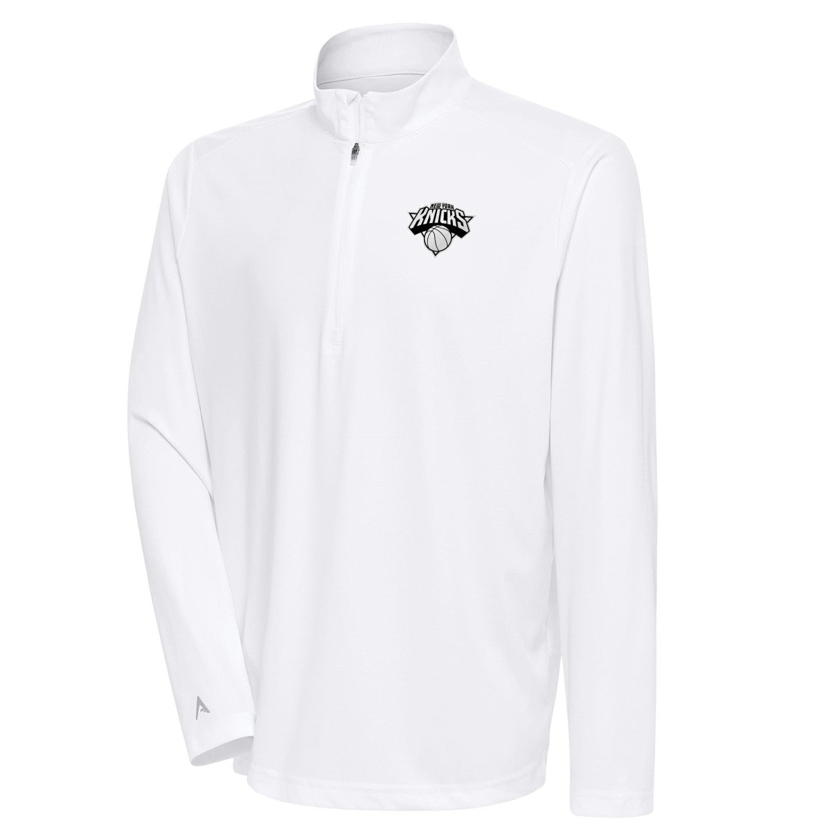 NBA - New York Knicks Antigua Metallic Logo Tribute Quarter-Zip Top - White