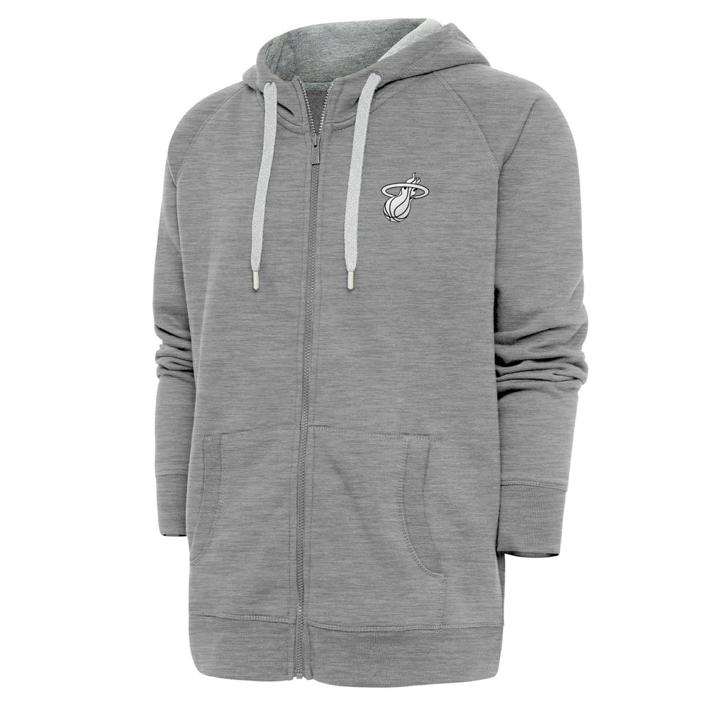 NBA - Miami Heat Antigua Metallic Logo Victory Raglan Full-Zip Hoodie - Heather Gray