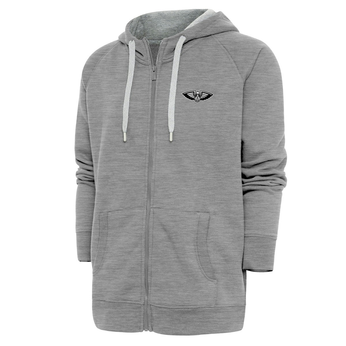 NBA - New Orleans Pelicans Antigua Metallic Logo Victory Raglan Full-Zip Hoodie - Heather Gray