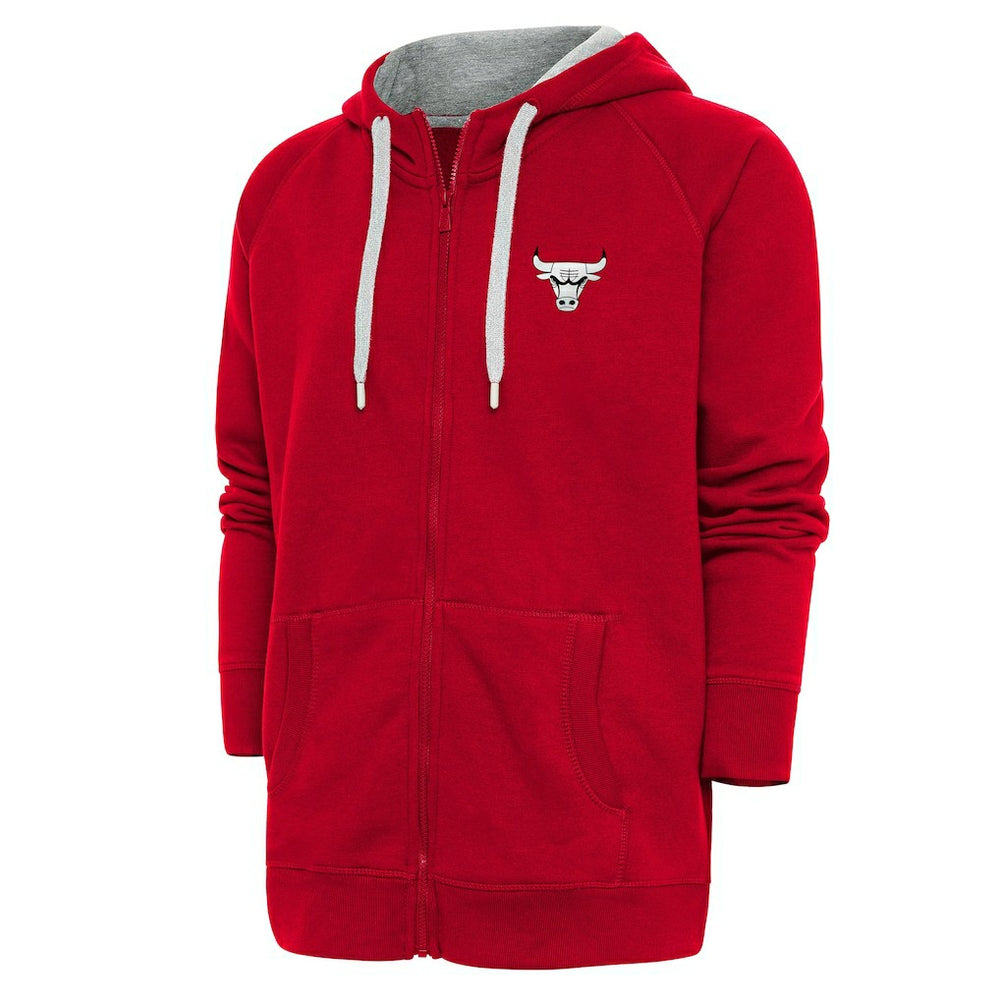 NBA - Chicago Bulls Antigua Metallic Logo Victory Raglan Full-Zip Hoodie - Red