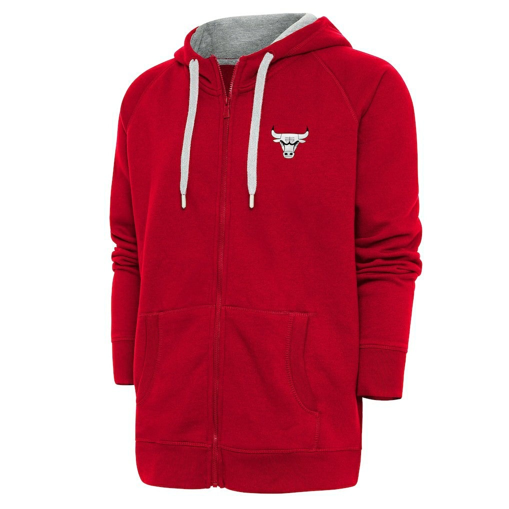 NBA - Chicago Bulls Antigua Metallic Logo Victory Raglan Full-Zip Hoodie - Red