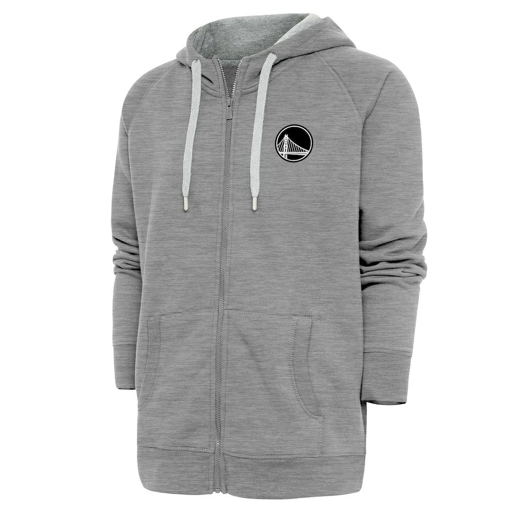 NBA - Golden State Warriors Antigua Metallic Logo Victory Raglan Full-Zip Hoodie - Heather Gray