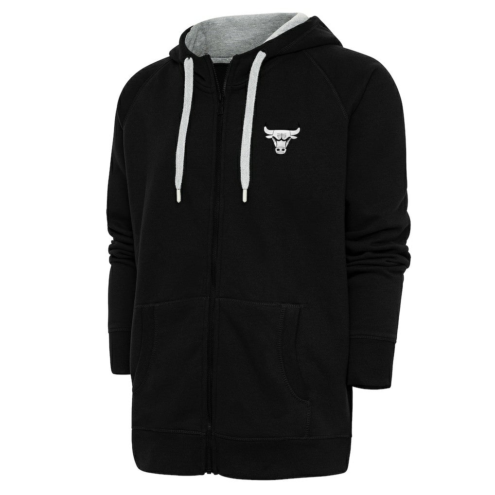 NBA - Chicago Bulls Antigua Metallic Logo Victory Raglan Full-Zip Hoodie - Black