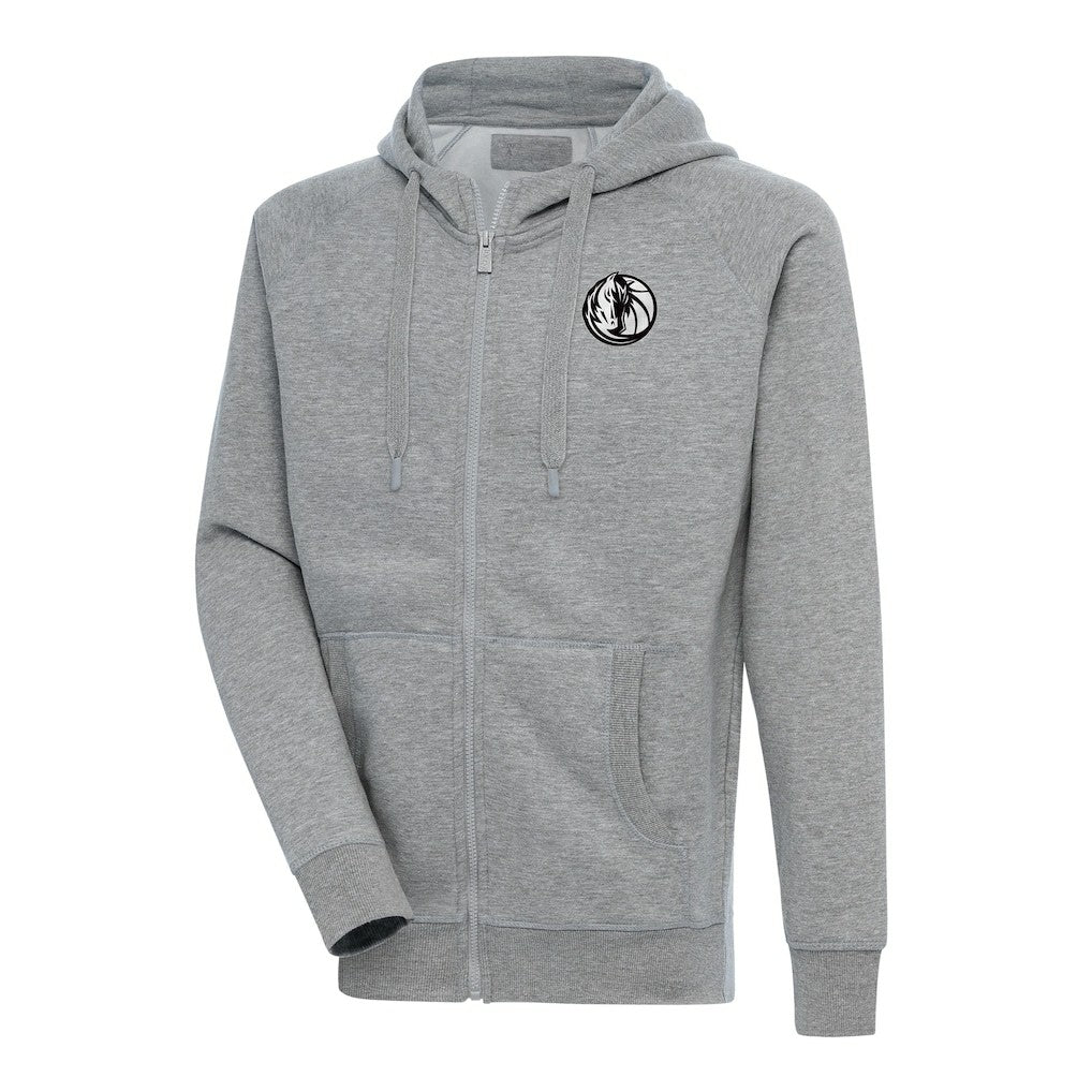 NBA - Dallas Mavericks Antigua Metallic Logo Victory Raglan Full-Zip Hoodie - Heather Gray