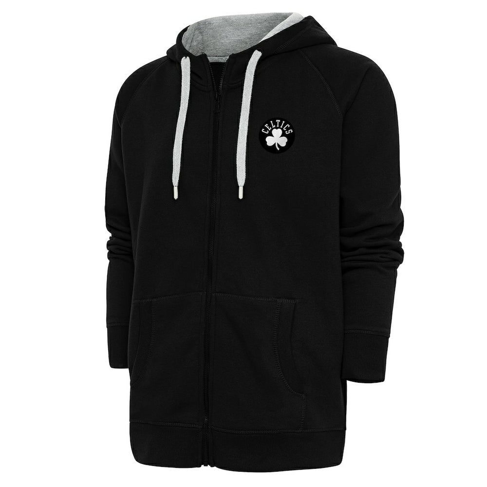 NBA - Boston Celtics Antigua Metallic Logo Victory Raglan Full-Zip Hoodie - Black