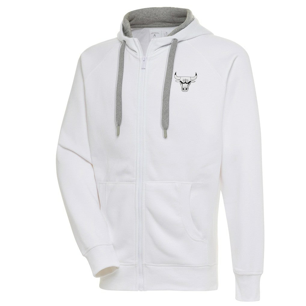 NBA - Chicago Bulls Antigua Metallic Logo Victory Raglan Full-Zip Hoodie - White