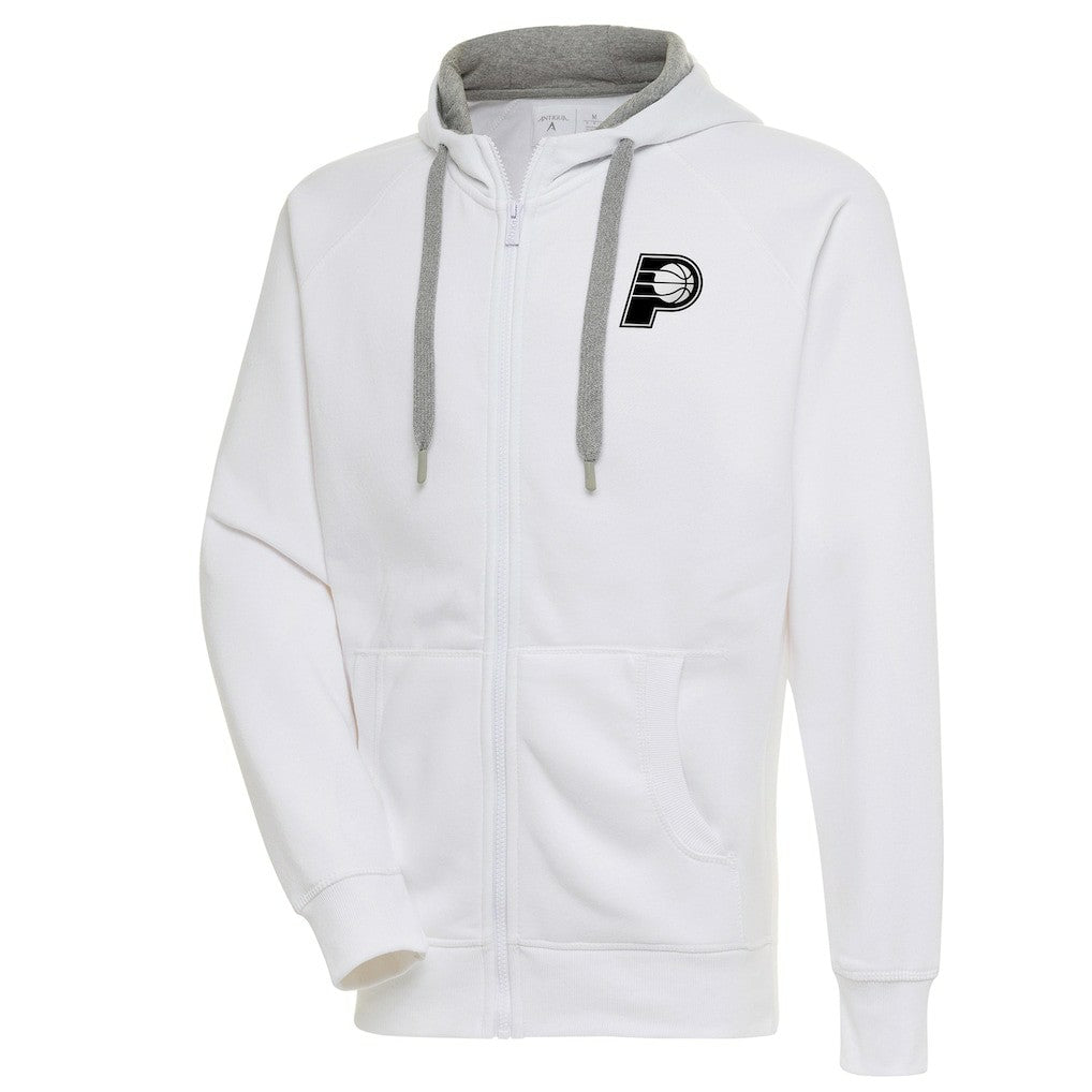 NBA - Indiana Pacers Antigua Metallic Logo Victory Raglan Full-Zip Hoodie - White
