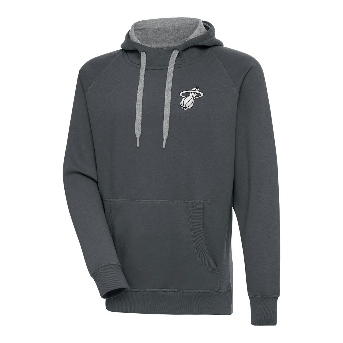 NBA - Miami Heat Antigua Metallic Logo Victory Raglan Pullover Hoodie - Charcoal