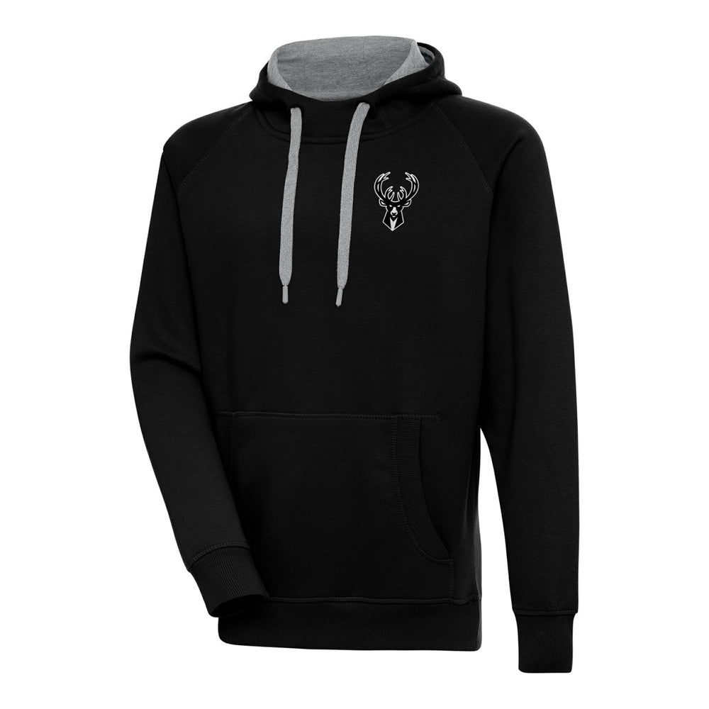 NBA - Milwaukee Bucks Antigua Metallic Logo Victory Raglan Pullover Hoodie - Black