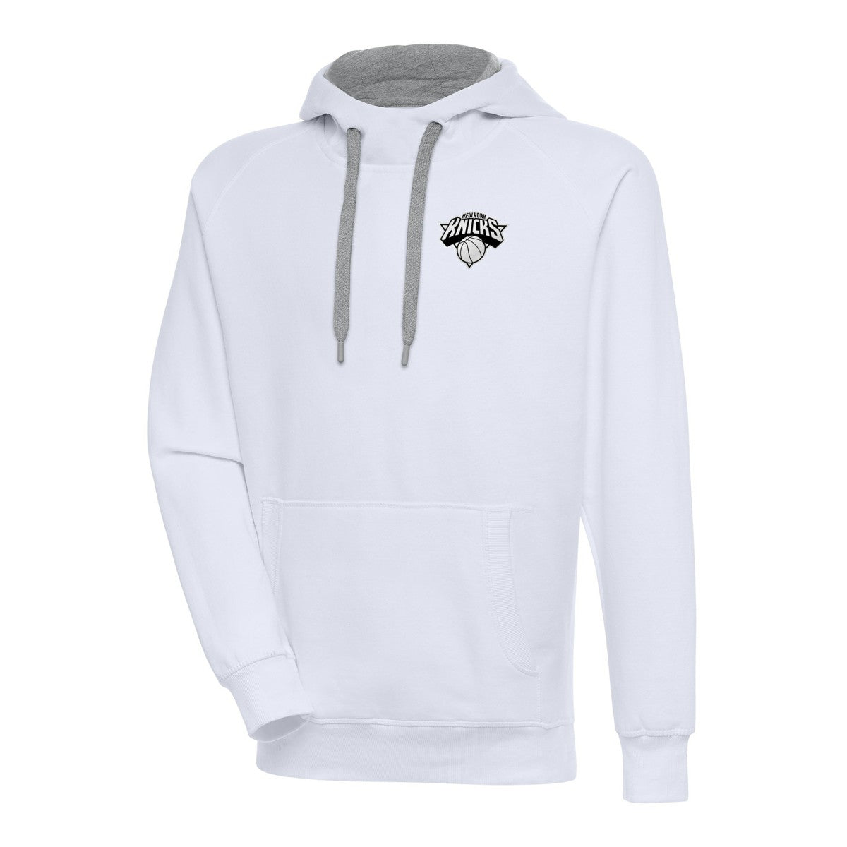 NBA - New York Knicks Antigua Metallic Logo Victory Raglan Pullover Hoodie - White