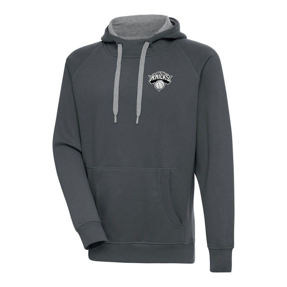 NBA - New York Knicks Antigua Metallic Logo Victory Raglan Pullover Hoodie - Charcoal
