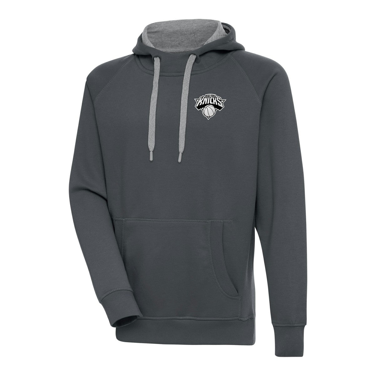 NBA - New York Knicks Antigua Metallic Logo Victory Raglan Pullover Hoodie - Charcoal