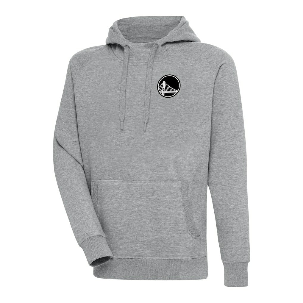 NBA - Golden State Warriors Antigua Metallic Logo Victory Raglan Pullover Hoodie - Heather Gray