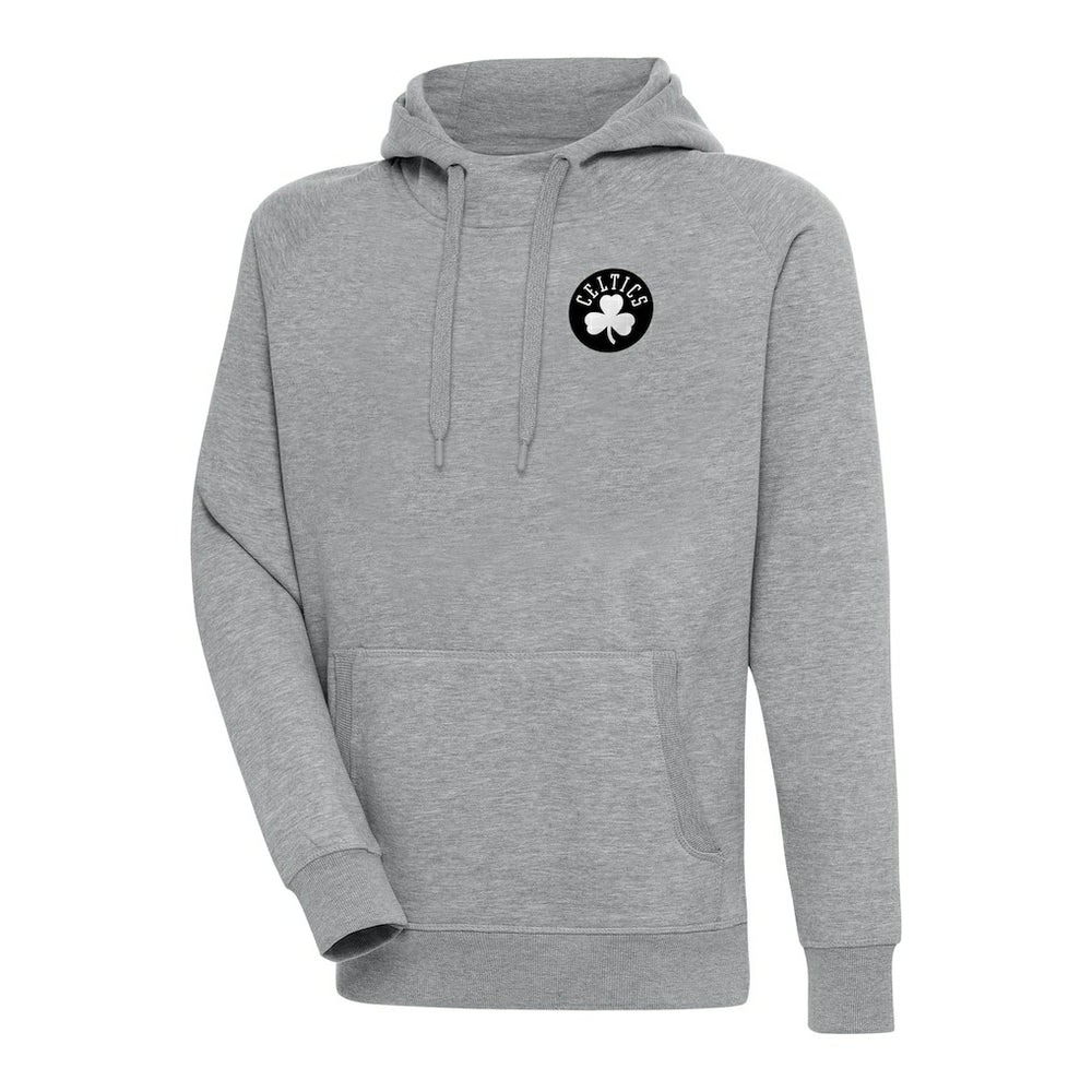 NBA - Boston Celtics Antigua Metallic Logo Victory Raglan Pullover Hoodie - Heather Gray