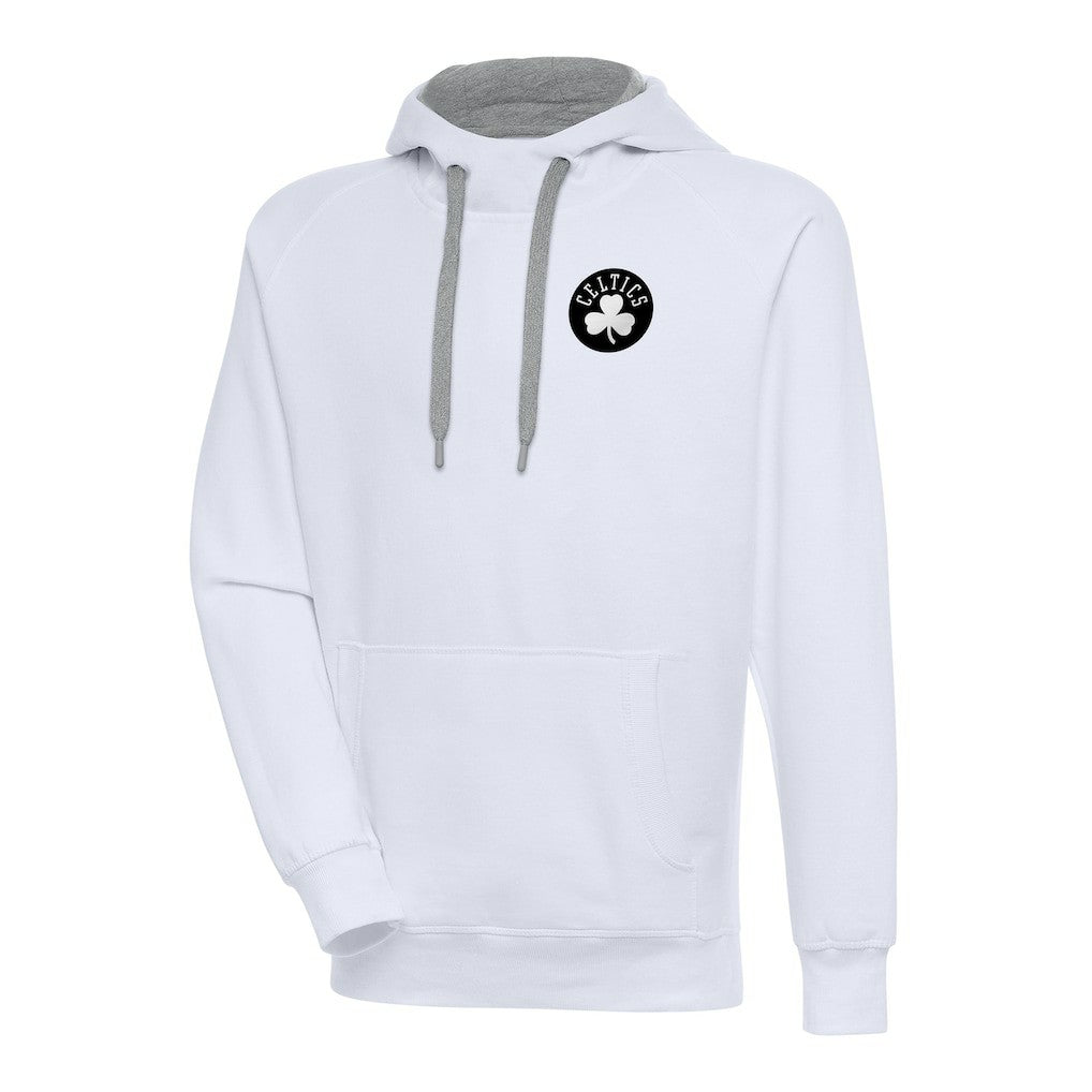NBA - Boston Celtics Antigua Metallic Logo Victory Raglan Pullover Hoodie - White