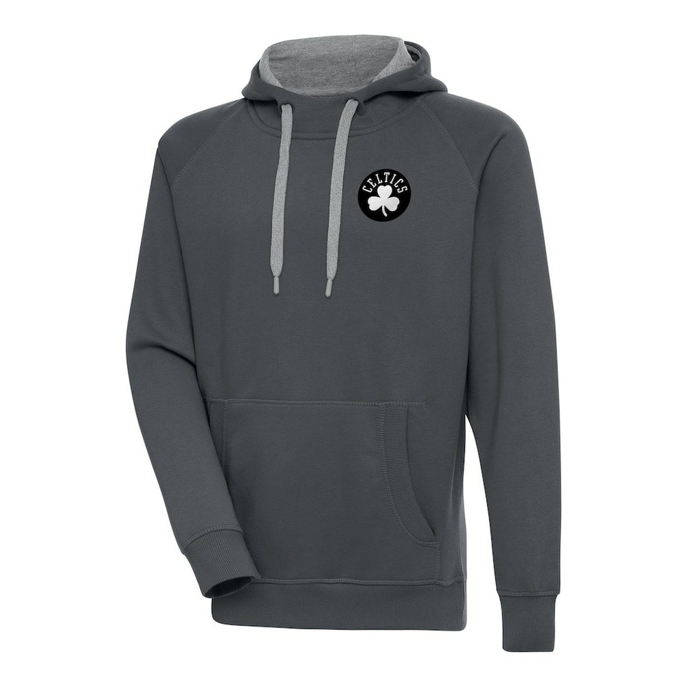 NBA - Boston Celtics Antigua Metallic Logo Victory Raglan Pullover Hoodie - Charcoal