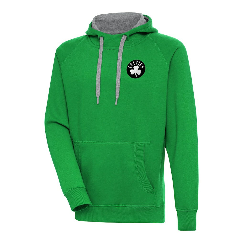 NBA - Boston Celtics Antigua Metallic Logo Victory Raglan Pullover Hoodie - Kelly Green