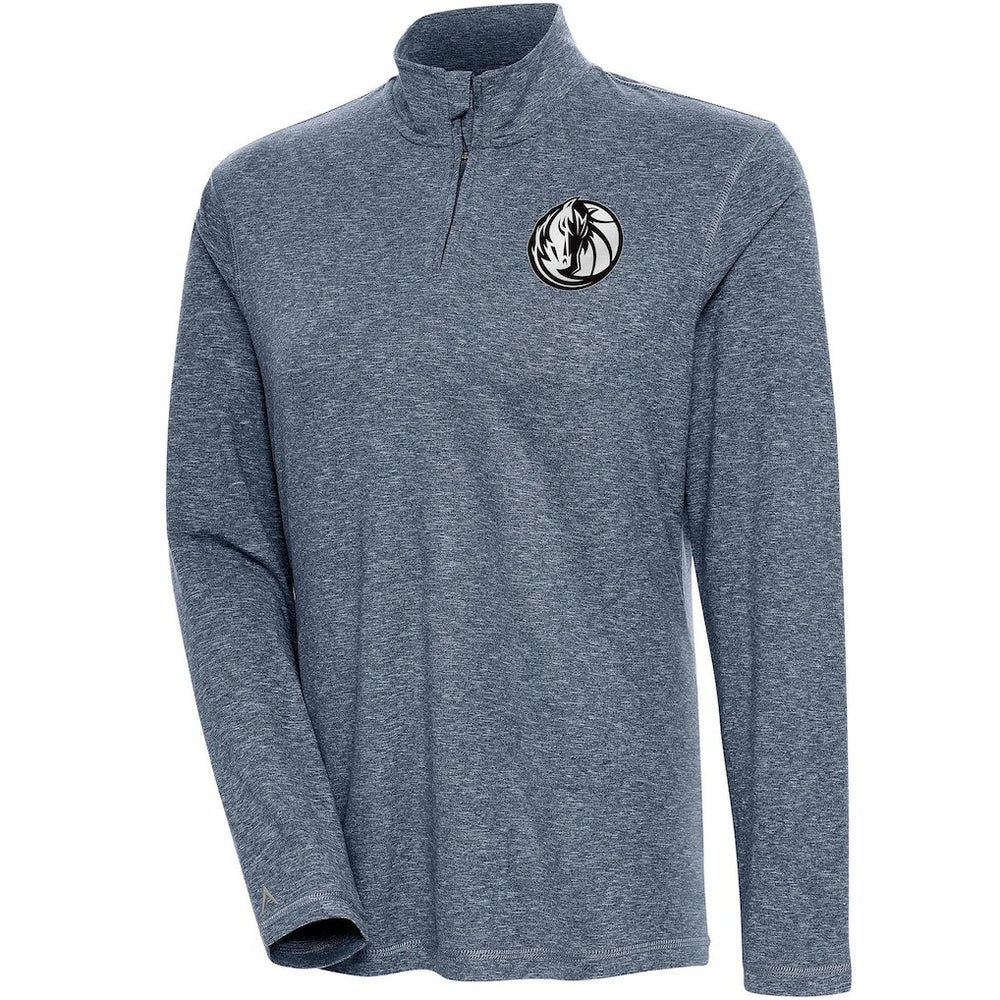 NBA - Dallas Mavericks Antigua Women's Brushed Metallic Comfort Quarter-Zip Pullover Top - Heather Navy