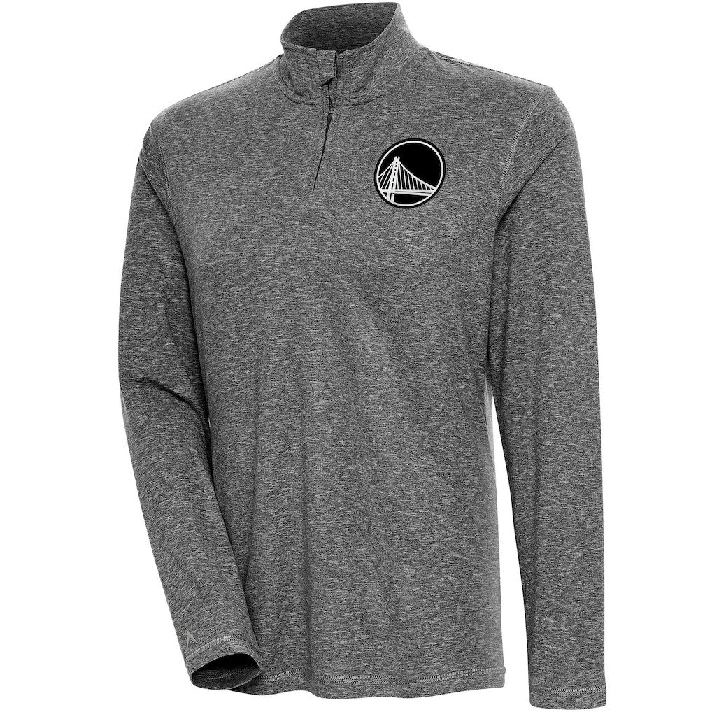 NBA - Golden State Warriors Antigua Women's Brushed Metallic Comfort Quarter-Zip Pullover Top - Heather Black
