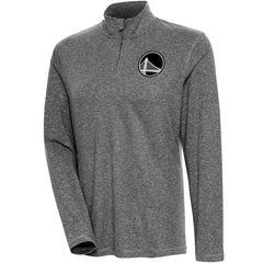 NBA - Golden State Warriors Antigua Women's Brushed Metallic Comfort Quarter-Zip Pullover Top - Heather Black