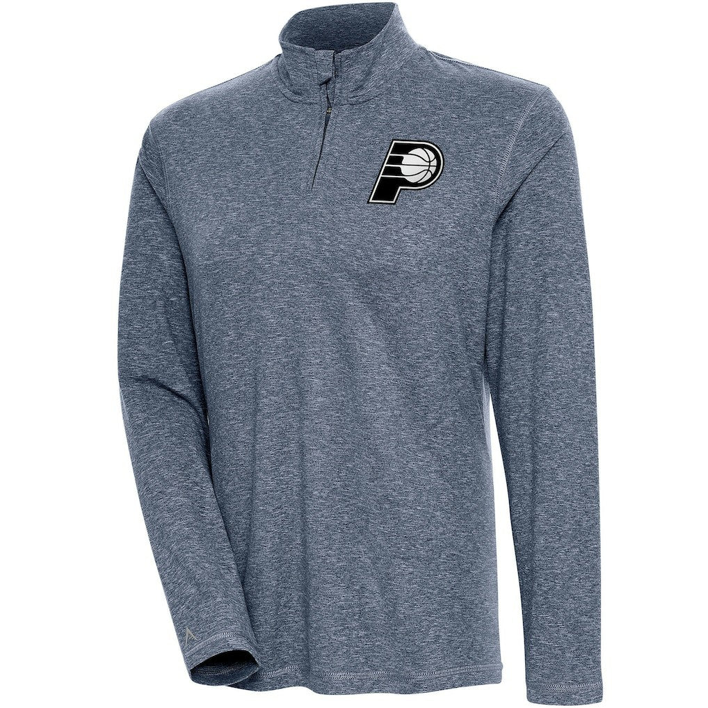 NBA - Indiana Pacers Antigua Women's Brushed Metallic Comfort Quarter-Zip Pullover Top - Heather Navy