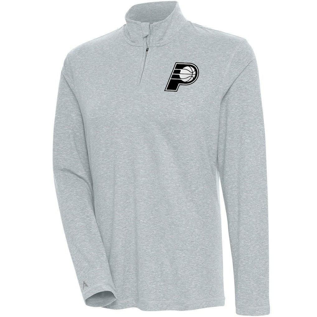 NBA - Indiana Pacers Antigua Women's Brushed Metallic Comfort Quarter-Zip Pullover Top - Heather Gray