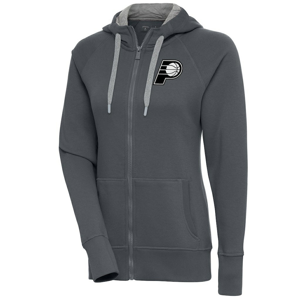 NBA - Indiana Pacers Antigua Women's Brushed Metallic Victory Full-Zip Hoodie - Charcoal