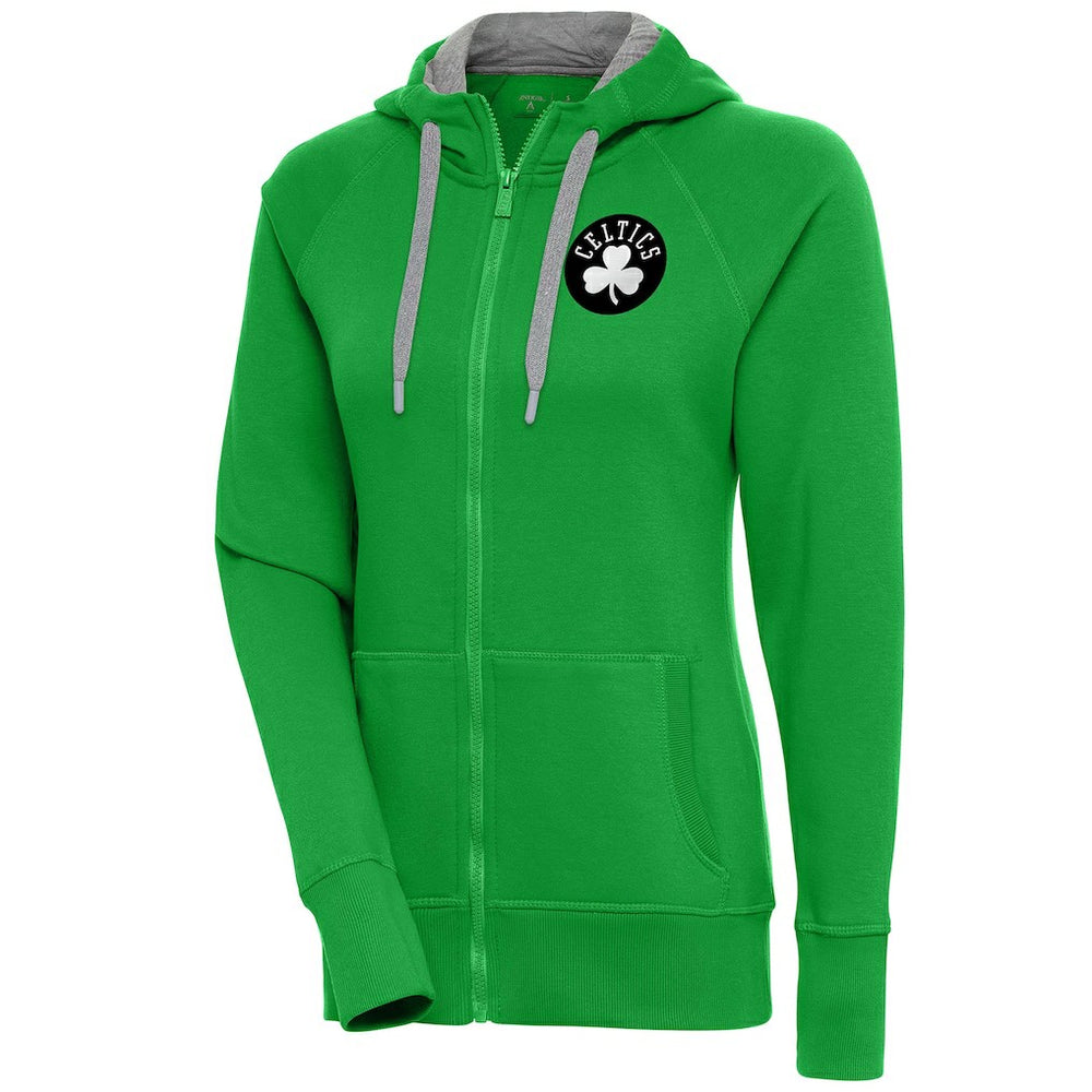 NBA - Boston Celtics Antigua Women's Brushed Metallic Victory Full-Zip Hoodie - Kelly Green