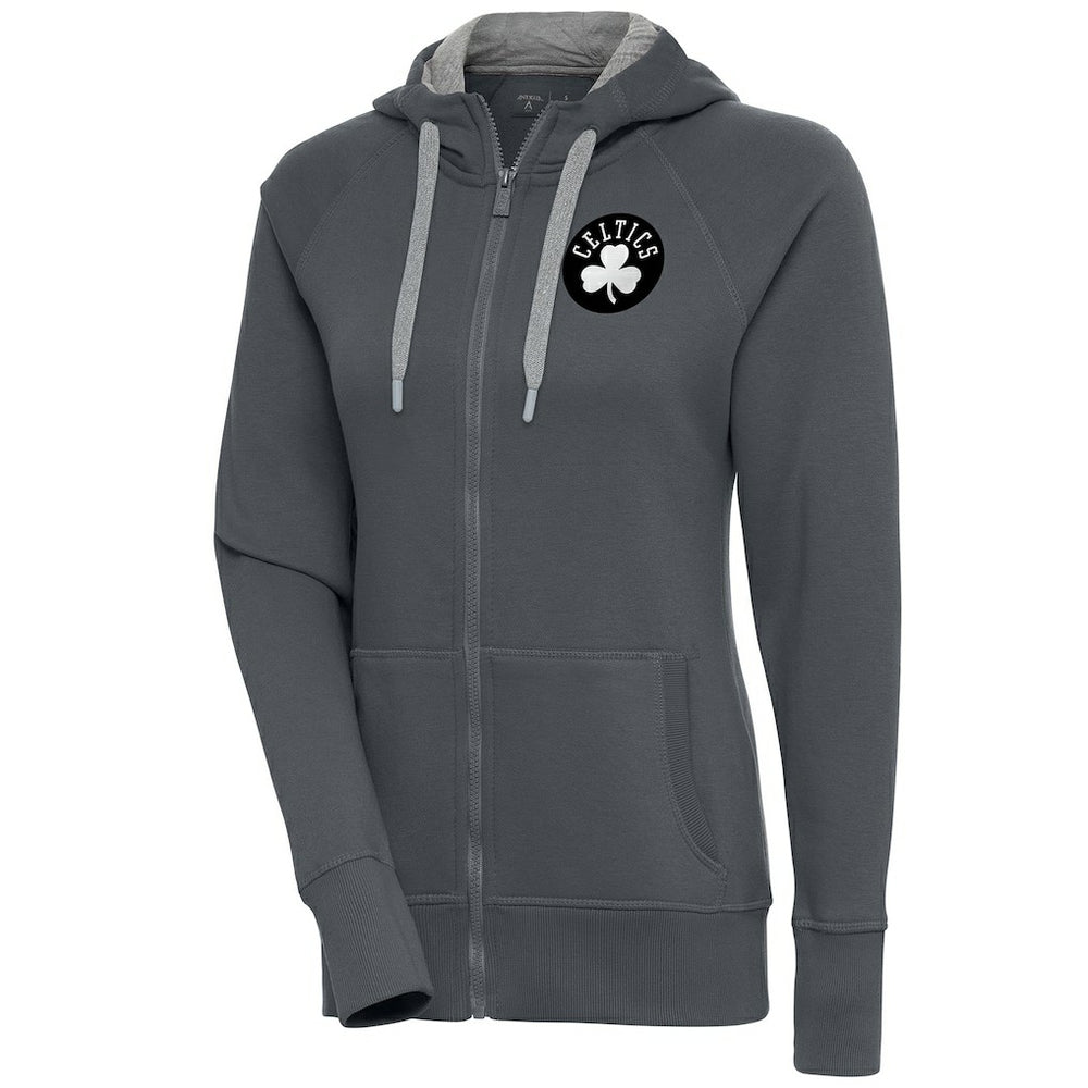 NBA - Boston Celtics Antigua Women's Brushed Metallic Victory Full-Zip Hoodie - Charcoal
