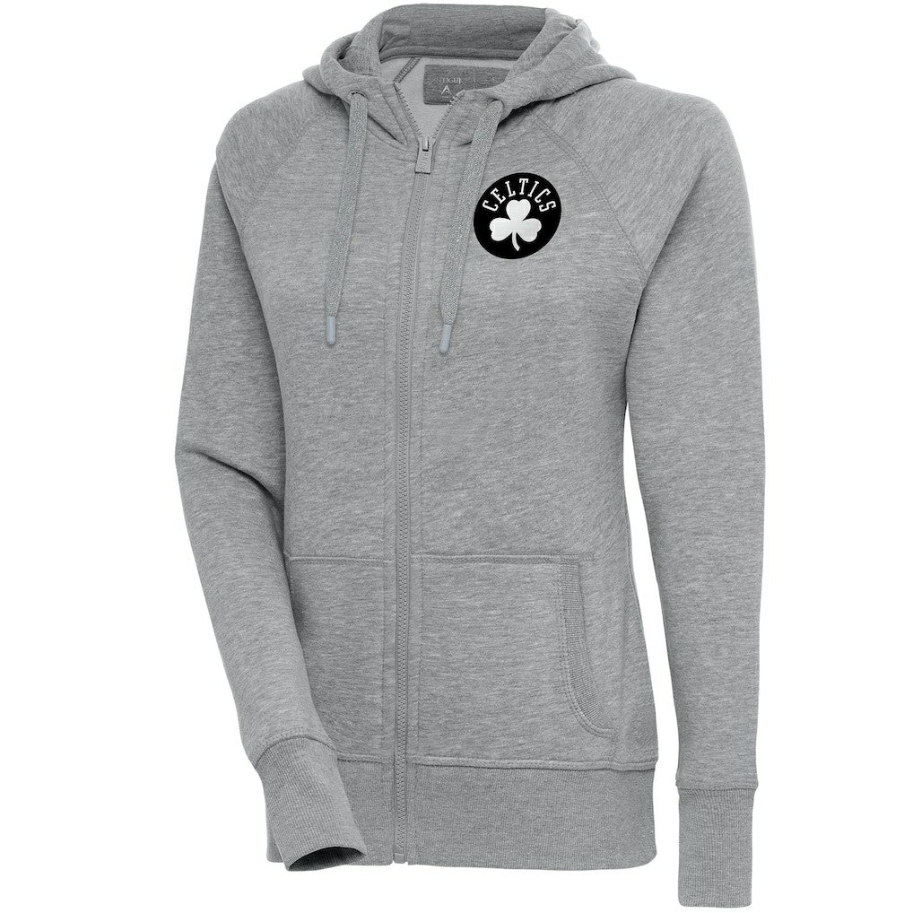 NBA - Boston Celtics Antigua Women's Brushed Metallic Victory Full-Zip Hoodie - Heather Gray