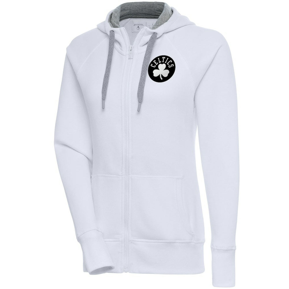 NBA - Boston Celtics Antigua Women's Brushed Metallic Victory Full-Zip Hoodie - White