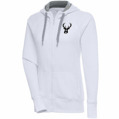NBA - Milwaukee Bucks Antigua Women's Brushed Metallic Victory Full-Zip Hoodie - White