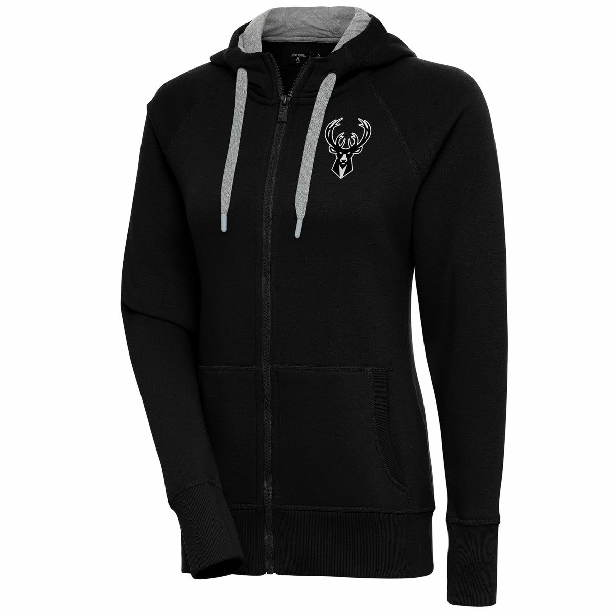 NBA - Milwaukee Bucks Antigua Women's Brushed Metallic Victory Full-Zip Hoodie - Black