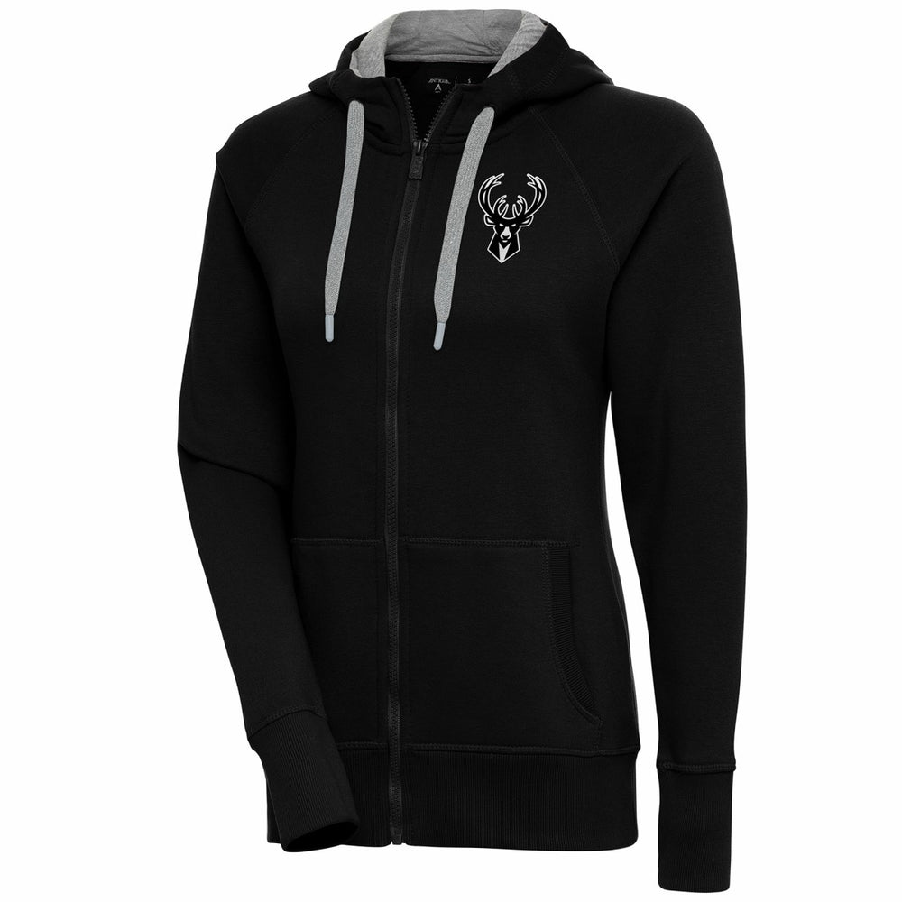 NBA - Milwaukee Bucks Antigua Women's Brushed Metallic Victory Full-Zip Hoodie - Black