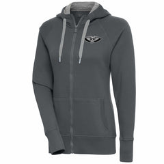 NBA - New Orleans Pelicans Antigua Women's Brushed Metallic Victory Full-Zip Hoodie - Charcoal