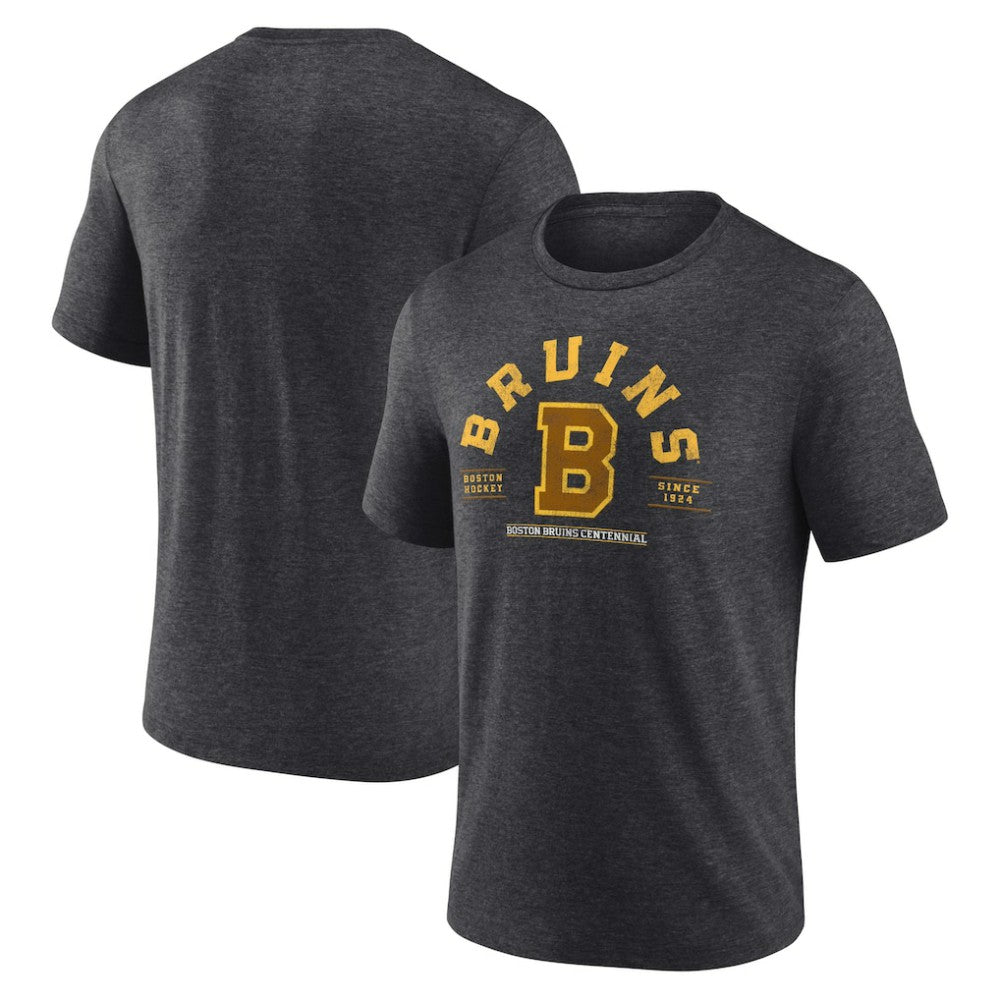 Boston Bruins Fanatics Centennial The Early Years Tri-Blend T-Shirt Heather Charcoal