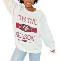 San Francisco 49ers Gameday Couture Women's Oversized Take A Holiday Pullover Sweatshirt White - NFL