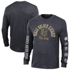 Vegas Golden Knights Champion Multi-Logo Tri-Blend Long Sleeve T-Shirt Black