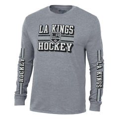 Los Angeles Kings - Champion Tri-Blend Dual-Stripe Long Sleeve T-Shirt Heather Gray