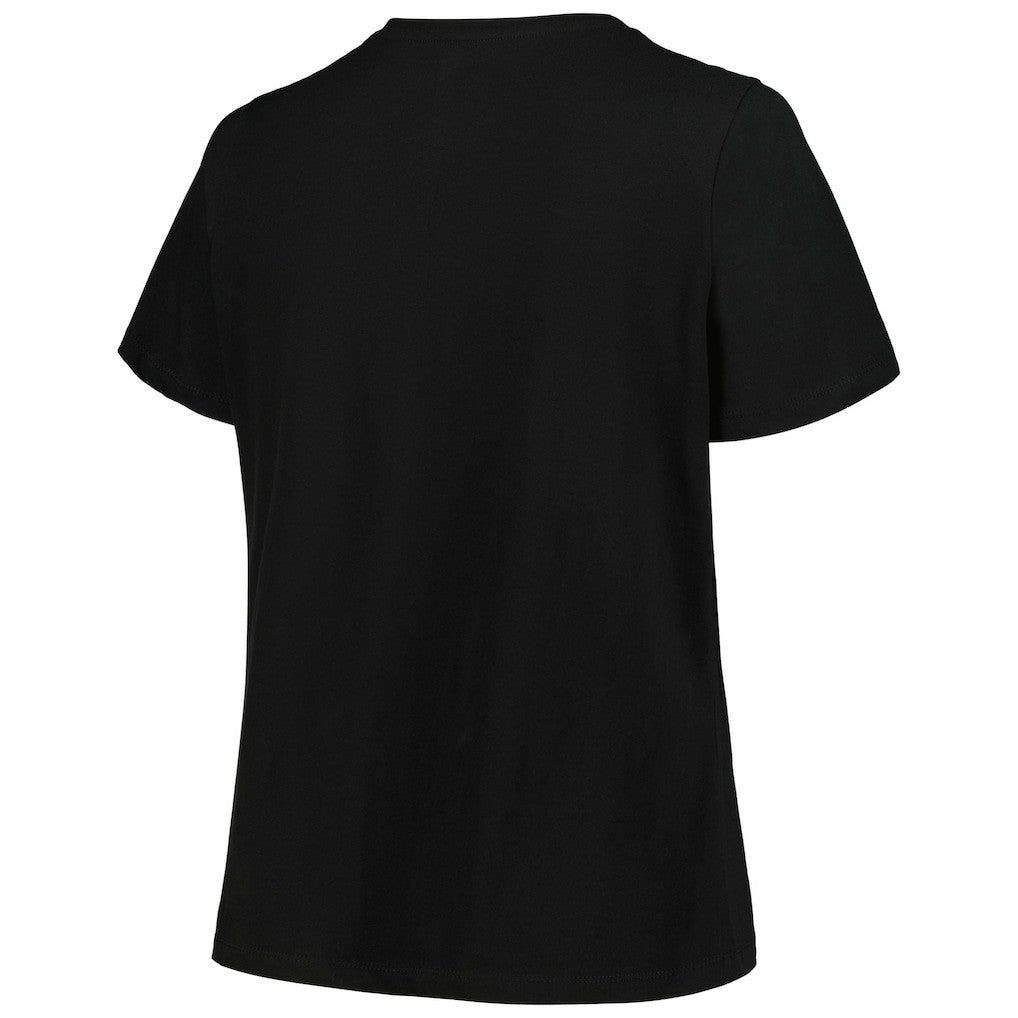 NBA - Charlotte Hornets Profile Women's Plus Size Arch Over Logo V-Neck T-Shirt - Black