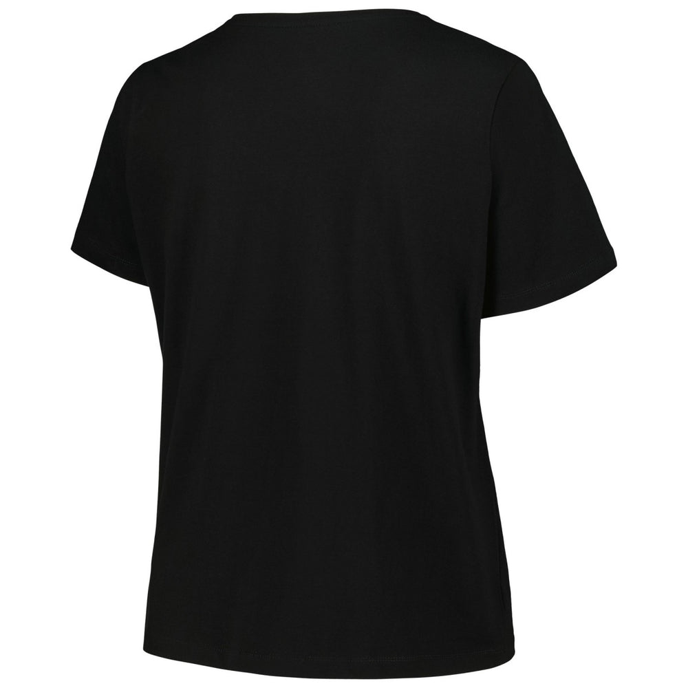 NBA - Milwaukee Bucks Profile Women's Plus Size Arch Over Logo V-Neck T-Shirt - Black