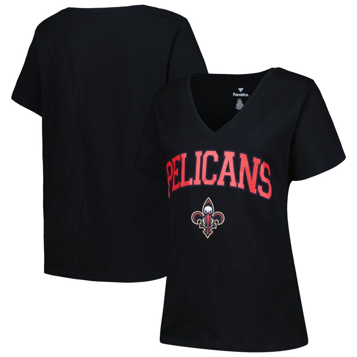 NBA - New Orleans Pelicans Profile Women's Plus Size Arch Over Logo V-Neck T-Shirt - Black