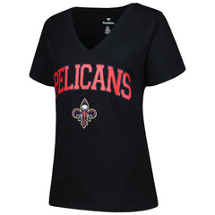 NBA - New Orleans Pelicans Profile Women's Plus Size Arch Over Logo V-Neck T-Shirt - Black